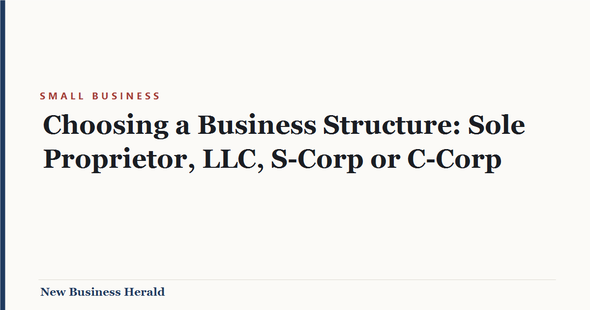 Choosing a Business Structure: Sole Proprietor, LLC, S-Corp or C-Corp