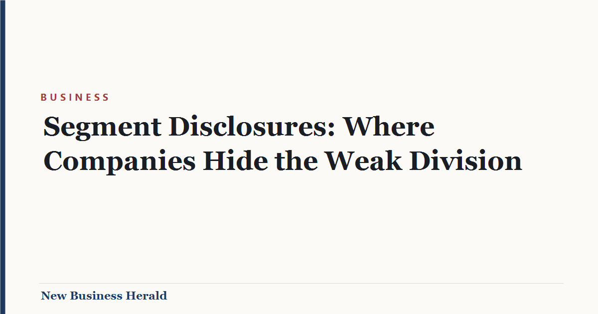 Segment Disclosures: Where Companies Hide the Weak Division