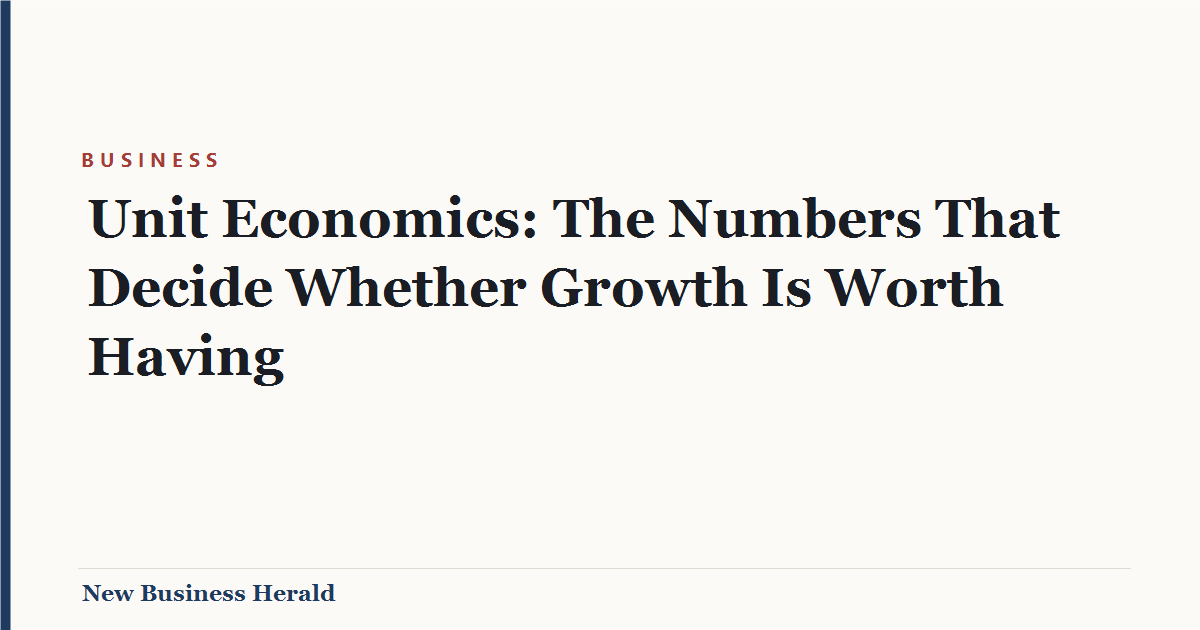Unit Economics: The Numbers That Decide Whether Growth Is Worth Having