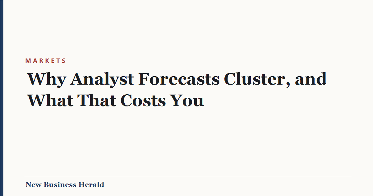 Title card: Why Analyst Forecasts Cluster, and What That Costs You - New Business Herald